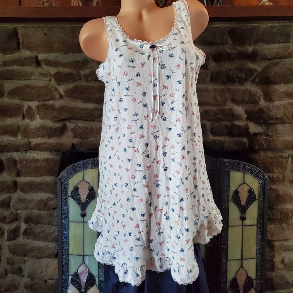 Vintage SFN San Francisco Network Floral Slip Dress Nightgown Large 90's Cotton